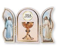 The Healing Corner First Holy Communion Wood Plaque Triptych Gold Foil Highligths Communion Boys Girls