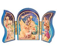 The Healing Corner Mini Christmas Nativity Tryptych Fridge Magnet Holy Family Jesus in a Manger Wise Men and Xmas Angel