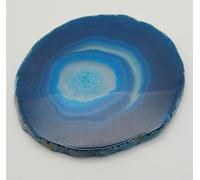 The Healing Crystals Company Blue Agate Slice Coaster, Natural Crystal Slab, Spiritual Home Decor, 8-10cm, 70-105g