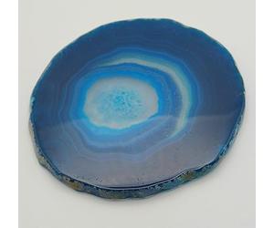 The Healing Crystals Company Blue Agate Slice Coaster, Natural Crystal Slab, Spiritual Home Decor, 8-10cm, 70-105g