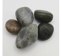The Healing Crystals Company Natural Labradorite Tumbled Stones Set, Grey and Black Crystals, 2.5-4cm Size, 75-100g Total Weight, 5 Pieces with Cotton Pouch