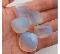 The Healing Crystals Company Opalite Tumbled Stones Set, Opalescent, 5 Pieces with Cotton Pouch, 2-3.5cm Crystals, 75-100g Total Weight
