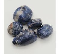 The Healing Crystals Company Set of 5 Natural Sodalite Tumbled Stones, Blue and White, 2.5-3.5cm, Polished Crystal Set with Cotton Pouch, 75-100g Total Weight, 5 Pieces