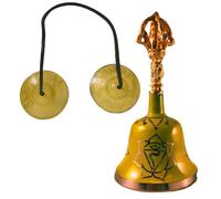 The healing store Brass Singing Tibetan Bell With Dorje Handle For Puja, Meditation & Spiritual chakra Healingset of two Solar Plexus Chakra (Manipura) - Yellow
