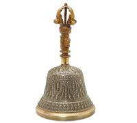 The healing store Brass Singing Tibetan Bell With Dorje Handle For Puja, Meditation & Spiritual Healing (13 Cms Approx) (1 Pc) (small)