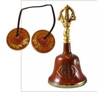 The healing store Brass Singing Tibetan Bell With Dorje Handle For Puja, Meditation & Spiritual Healing set of two Sacral Chakra (Svadhisthana) - Orange