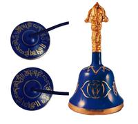 The healing store Brass Singing Tibetan Bell With Dorje Handle For Puja, Meditation & Spiritual Healing SET OF TWO (Third Eye Chakra (Ajna))