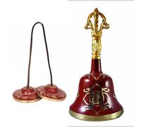 The healing store Brass Singing Tibetan Bell With Dorje Handle For Puja, Meditation & Spiritual Healing set of two (RED ROOT CHAKRA)