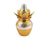 THE HEALING STORE German Gold-Silver Plated Pooja Kalash lota with Coconut, Leaves and Royal Velvet Box Poojan Home, Temple Wedding Gift (Large)