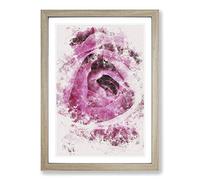 The Heart of a Pink Rose Watercolour Framed Print | A2 Oak Framed Wall Art | Ready to Hang | Modern Floral Picture | Living Room Bedroom Lounge Office
