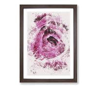 The Heart of a Pink Rose Watercolour Framed Print | A2 Walnut Framed Wall Art | Ready to Hang | Modern Floral Picture | Living Room Bedroom Lounge Office