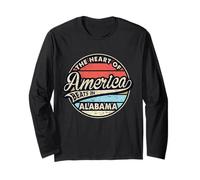 The Heart of America Beats in Alabama Retro USA State Long Sleeve T-Shirt