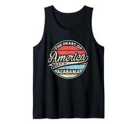The Heart of America Beats in Alabama Retro USA State Tank Top