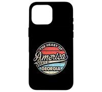 The Heart Of America Beats In Georgia Retro USA State Case for iPhone 16 Pro Max