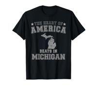 The Heart of America Beats in Michigan US State USA T-Shirt