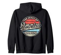 The Heart Of America Beats In Minnesota Retro USA State Zip Hoodie