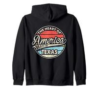 The Heart Of America Beats In Texas Retro USA State Zip Hoodie