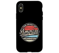 The Heart Of America Beats In Washington Retro USA State Case for iPhone X/XS