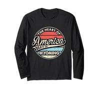 The Heart of America Beats in Wyoming Retro USA State Long Sleeve T-Shirt