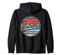 The Heart Of America Beats In Wyoming Retro USA State Zip Hoodie