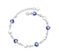 The Heart Of The Bracelet Inlaid With Brilliant Blue Is The Symbolizing Love And Happiness Sparkly Necklace (Blue, One Size)