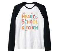 The Heart of The School Beats in The Kitchen Lunch Lady Raglan Baseball Tee