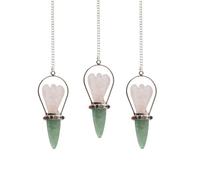 The Heart Oracle Two Piece Angel Pendulum Rose Quartz & Green Aventurine