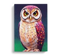 The Heavenly Owl Blue, Peach, Brown Canvas Print | Gallery Wrapped 30mm Frame Wall Art | 30x20 inches | Ready to Hang | Contemporary Animals Picture | Living Room Bedroom Lounge Office