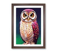 The Heavenly Owl Framed Print | A2 Walnut Framed Wall Art | Ready to Hang | Modern Animal Picture | Living Room Bedroom Lounge Office