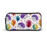 The Hedgehog with Colorful Pencil Case with Zipper Pen Pouch