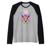 The Hell I Wont Cowgirl Boho Cow Skull Cowboy Go Milk a Bull Raglan Baseball Tee