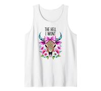 The Hell I Wont Cowgirl Boho Cow Skull Go Milk a Bull Cowboy Tank Top