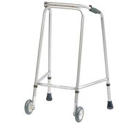The Helping Hand Company - Ultra Lightweight Walking Frame with Wheels - Adjustable Height Aluminium Walker for Seniors, Elderly & Adults - Durable Folding Mobility Aid for Balance & Support (Medium)