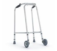 The Helping Hand Company Ultra Narrow Lightweight Walking Frame with Wheels, Adjustable Height Aluminium Walker for Seniors, Elderly & Adults 490mm Max Width (Large (860-940mm Height))