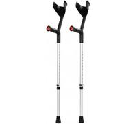The Helping Hand Pair of Adjustable Folding Crutches (Grey, Non-Folding) | Height Adjustable 64 - 97cm Floor to Cuff, 14 Size Settings, Black Or Grey Soft Grip Handles,