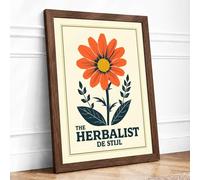 The Herbalist De Stil Botanical Framed Wall Art Print A1 (84.1×59.4cm) Walnut, Wall Decor for Living Room, Bedroom, Office & Home, Ready to Hang, Art Gift