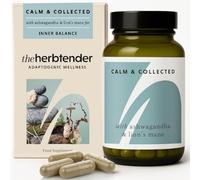 The Herbtender Calm & Collected - Stress Relief with Ashwagandha, Lion’s Mane, Holy Basil & Adaptogens for Sleep Support & Relaxation, Vegan, Organic Calming Supplements, 60 Capsules