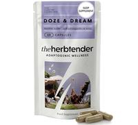 The Herbtender Doze & Dream - Natural Sleep Support Supplement with Reishi, Ashwagandha & Chamomile, Promotes Deep Rest & Relaxation, Vegan, Organic Ingredients, 60 Capsule Pouch