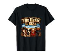 The Herd is Real Country Farm Pun Cowboy Cows T-Shirt