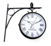 The Heritage Time Co. Create Your Own Station Double-Sided Railway Clock | Personalised Vintage Hanging Gallows Bracket | Traditional Silent Non-Ticking Custom Journey Wall Mount Gift
