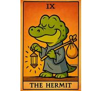 THE HERMIT - A5 A4 A3 Tarot Poster Wall Art Mystical and Humorous Illustration with Symbolic Arcana Elements Stars Moons Eyes and Whimsical Figures (A4 (297x210mm), High-resolution paper)