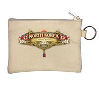 The Hermit Kingdom Emblem Design Key Chain Coin Purse Beige