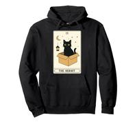 The Hermit Tarot Card Cat In Box Mystic Funny Cat Pullover Hoodie