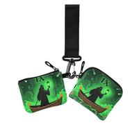 The Hermit Tarot Card Grim Reaper Gothic Horror Halloween Dual Wristlet | Slim Detachable Change Purse Key Holder with Zipper Pocket for Men Women 2 Pcs