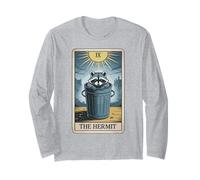 The Hermit Tarot Card Mystic Raccoon Long Sleeve T-Shirt