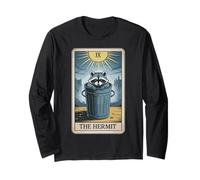 The Hermit Tarot Card Raccoon Long Sleeve T-Shirt