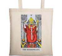 The Hierophant Tarot Card Art Logo Natural Ecological Cotton Tote Bag Beige