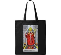 The Hierophant Tarot Card Art Logo Natural Ecological Cotton Tote Bag Black