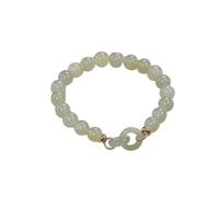 The High Grade Imitation Jade Bracelet Buckle Bracelet Female Elastic Rope Bracelet Necklaces And Earrings (Gold, One Size)