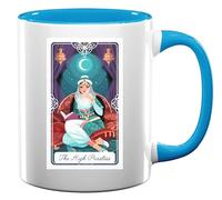 The High Priestess Tarot Card Art Logo Ceramic Tea Coffee Mug Light Blue